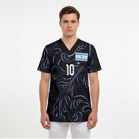 Custom Argentina Football Scrub Top Artistic Pattern-Paintings Inspired Black Color - Wonder Print Shop