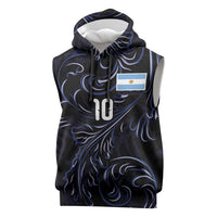 Custom Argentina Football Sleeveless Hoodie Artistic Pattern-Paintings Inspired Black Color - Wonder Print Shop