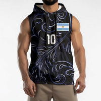 Custom Argentina Football Sleeveless Hoodie Artistic Pattern-Paintings Inspired Black Color - Wonder Print Shop