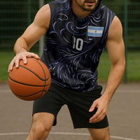 Custom Argentina Football Sleeveless Hoodie Artistic Pattern-Paintings Inspired Black Color - Wonder Print Shop