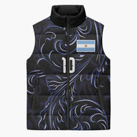 Custom Argentina Football Sleeveless Puffer Jacket Artistic Pattern-Paintings Inspired Black Color - Wonder Print Shop