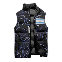 Custom Argentina Football Sleeveless Puffer Jacket Artistic Pattern-Paintings Inspired Black Color - Wonder Print Shop