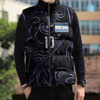 Custom Argentina Football Sleeveless Puffer Jacket Artistic Pattern-Paintings Inspired Black Color - Wonder Print Shop