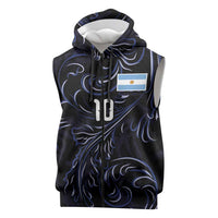 Custom Argentina Football Sleeveless Zip Hoodie Artistic Pattern-Paintings Inspired Black Color - Wonder Print Shop