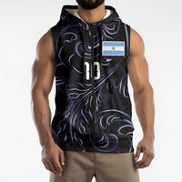 Custom Argentina Football Sleeveless Zip Hoodie Artistic Pattern-Paintings Inspired Black Color - Wonder Print Shop