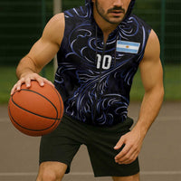 Custom Argentina Football Sleeveless Zip Hoodie Artistic Pattern-Paintings Inspired Black Color - Wonder Print Shop