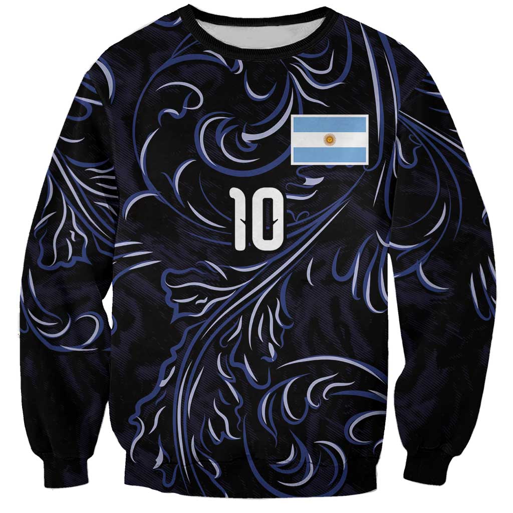 Custom Argentina Football Sweatshirt Artistic Pattern-Paintings Inspired Black Color - Wonder Print Shop