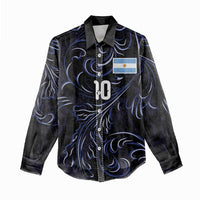 Custom Argentina Football Women Casual Shirt Artistic Pattern-Paintings Inspired Black Color - Wonder Print Shop