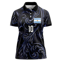 Custom Argentina Football Women Polo Shirt Artistic Pattern-Paintings Inspired Black Color - Wonder Print Shop