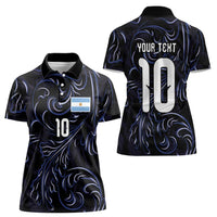 Custom Argentina Football Women Polo Shirt Artistic Pattern-Paintings Inspired Black Color - Wonder Print Shop