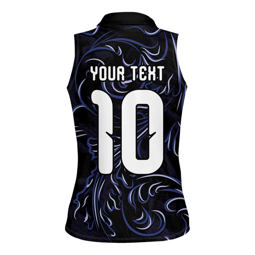 Custom Argentina Football Women Sleeveless Polo Shirt Artistic Pattern-Paintings Inspired Black Color - Wonder Print Shop