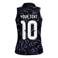 Custom Argentina Football Women Sleeveless Polo Shirt Artistic Pattern-Paintings Inspired Black Color - Wonder Print Shop