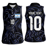 Custom Argentina Football Women Sleeveless Polo Shirt Artistic Pattern-Paintings Inspired Black Color - Wonder Print Shop