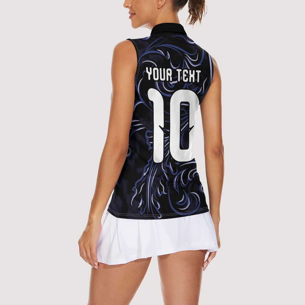 Custom Argentina Football Women Sleeveless Polo Shirt Artistic Pattern-Paintings Inspired Black Color - Wonder Print Shop