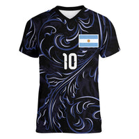 Custom Argentina Football Women V-Neck T-Shirt Artistic Pattern-Paintings Inspired Black Color - Wonder Print Shop