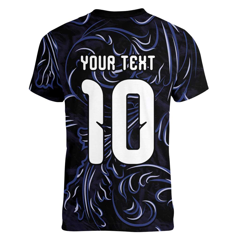 Custom Argentina Football Women V-Neck T-Shirt Artistic Pattern-Paintings Inspired Black Color - Wonder Print Shop
