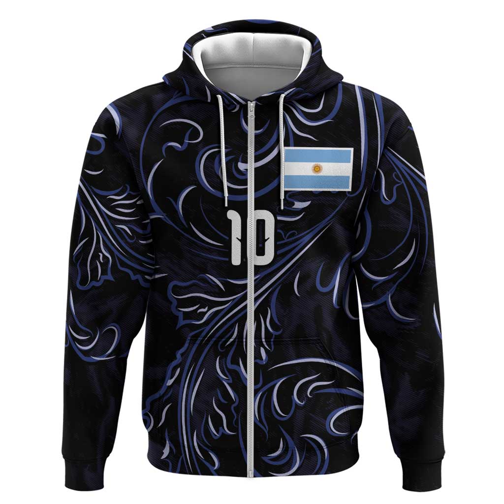 Custom Argentina Football Zip Hoodie Artistic Pattern-Paintings Inspired Black Color - Wonder Print Shop