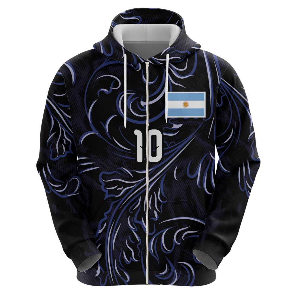 Custom Argentina Football Zip Hoodie Artistic Pattern-Paintings Inspired Black Color - Wonder Print Shop