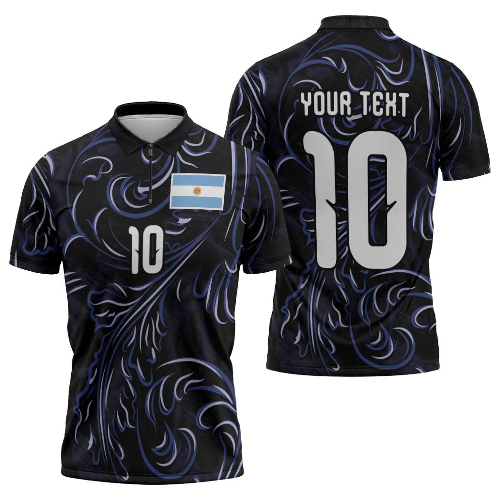 Custom Argentina Football Zipper Polo Shirt Artistic Pattern-Paintings Inspired Black Color - Wonder Print Shop