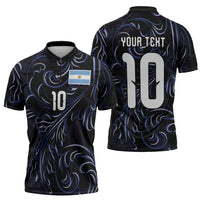 Custom Argentina Football Zipper Polo Shirt Artistic Pattern-Paintings Inspired Black Color - Wonder Print Shop