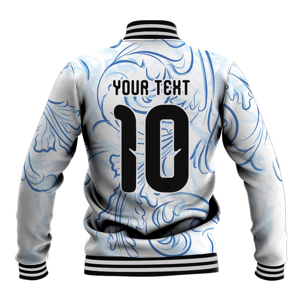 Custom Argentina Football Baseball Jacket Artistic Pattern-Paintings Inspired White Color - Wonder Print Shop
