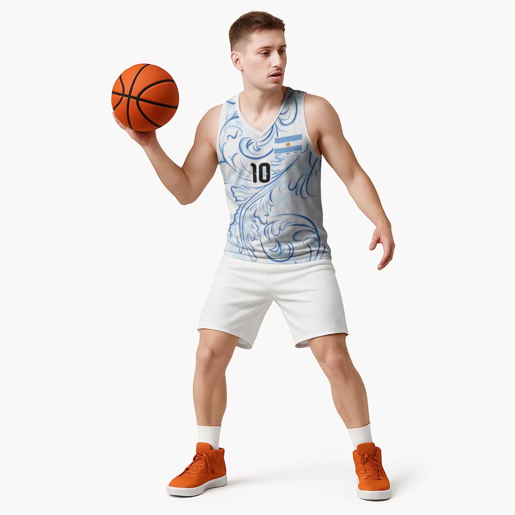 Custom Argentina Football Basketball Jersey Artistic Pattern-Paintings Inspired White Color - Wonder Print Shop