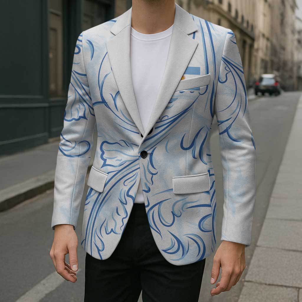 Custom Argentina Football Blazer Artistic Pattern-Paintings Inspired White Color - Wonder Print Shop