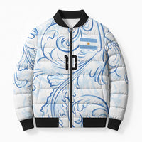 Custom Argentina Football Bomber Puffer Jacket Artistic Pattern-Paintings Inspired White Color - Wonder Print Shop