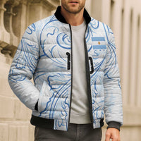 Custom Argentina Football Bomber Puffer Jacket Artistic Pattern-Paintings Inspired White Color - Wonder Print Shop