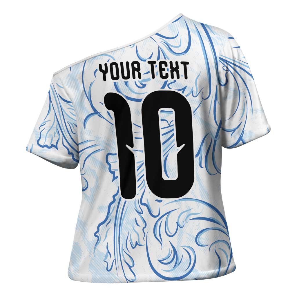 Custom Argentina Football Cross Shoulder Shirt Artistic Pattern-Paintings Inspired White Color - Wonder Print Shop