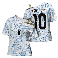 Custom Argentina Football Cross Shoulder Shirt Artistic Pattern-Paintings Inspired White Color - Wonder Print Shop