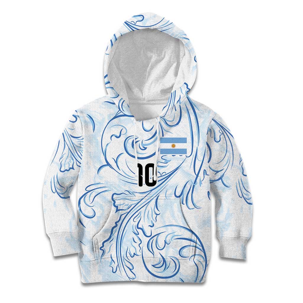 Custom Argentina Football Kid Hoodie Artistic Pattern-Paintings Inspired White Color - Wonder Print Shop