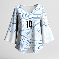 Custom Argentina Football Kimono Sleeve Blouse Artistic Pattern-Paintings Inspired White Color - Wonder Print Shop