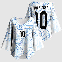 Custom Argentina Football Kimono Sleeve Blouse Artistic Pattern-Paintings Inspired White Color - Wonder Print Shop