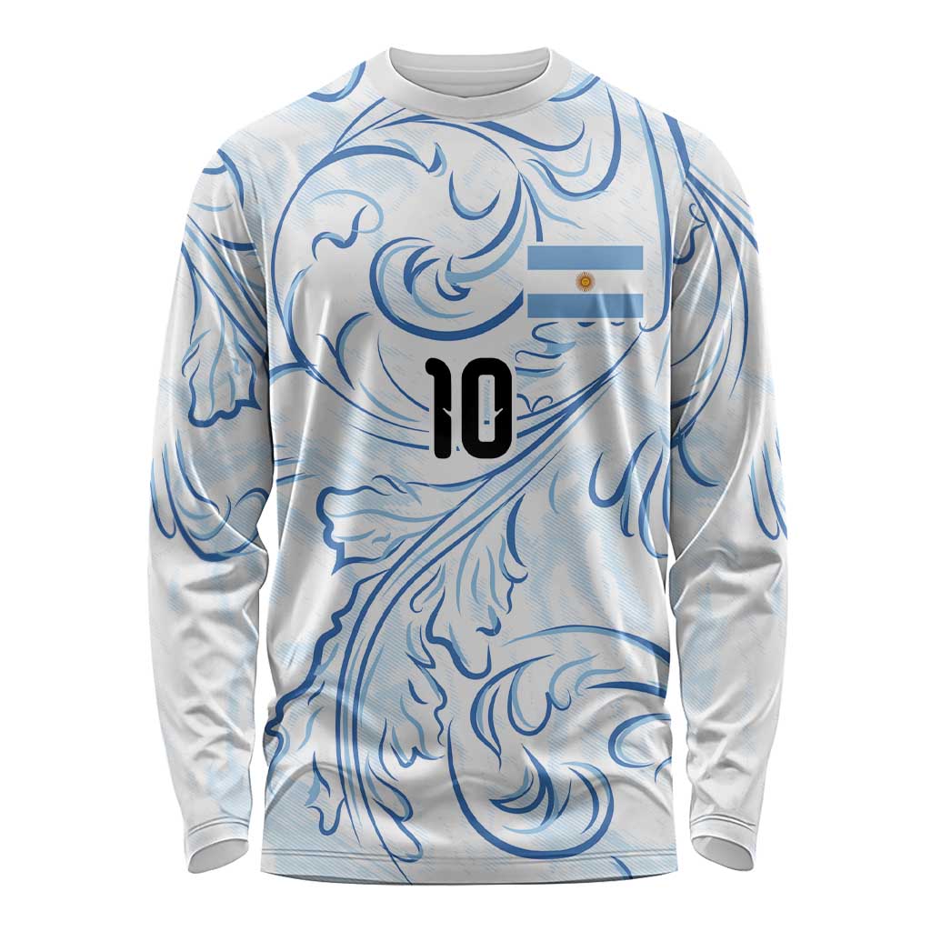 Custom Argentina Football Long Sleeve Shirt Artistic Pattern-Paintings Inspired White Color - Wonder Print Shop