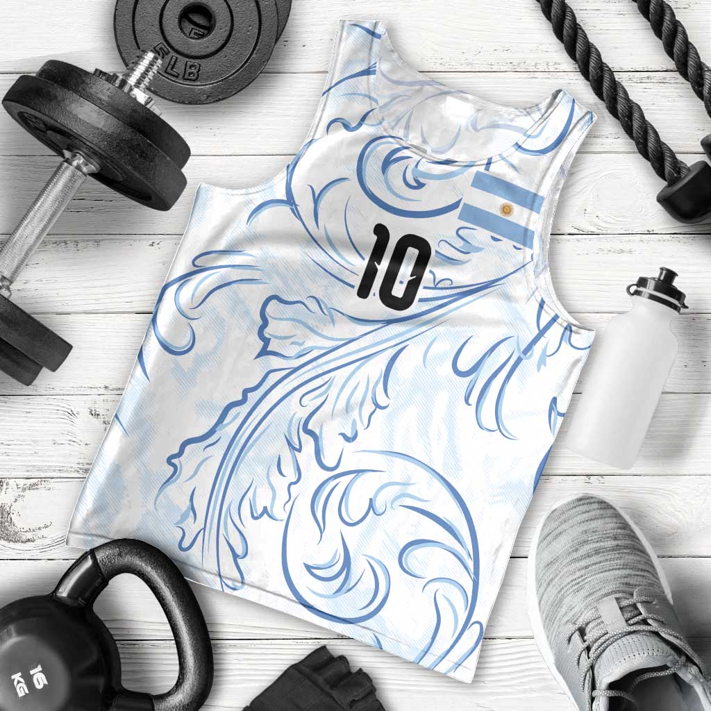 Custom Argentina Football Men Tank Top Artistic Pattern-Paintings Inspired White Color - Wonder Print Shop