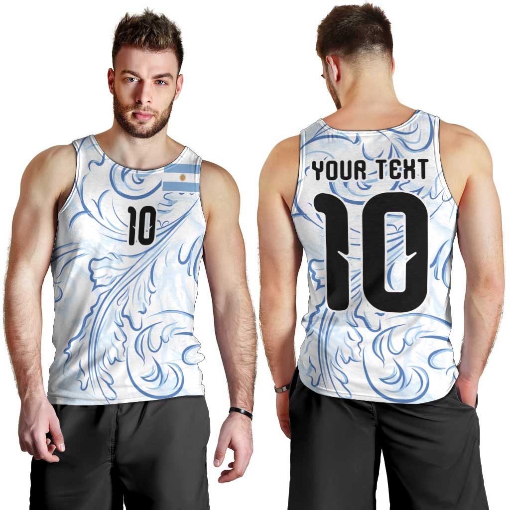 Custom Argentina Football Men Tank Top Artistic Pattern-Paintings Inspired White Color - Wonder Print Shop