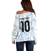Custom Argentina Football Off Shoulder Sweater Artistic Pattern-Paintings Inspired White Color - Wonder Print Shop