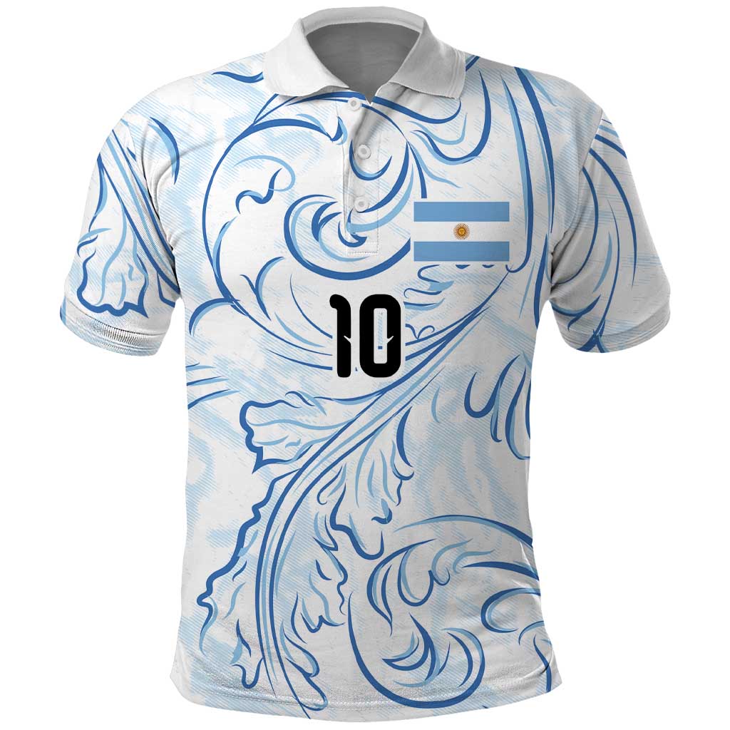 Custom Argentina Football Polo Shirt Artistic Pattern-Paintings Inspired White Color - Wonder Print Shop