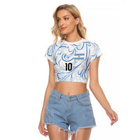 Custom Argentina Football Raglan Cropped T Shirt Artistic Pattern-Paintings Inspired White Color - Wonder Print Shop