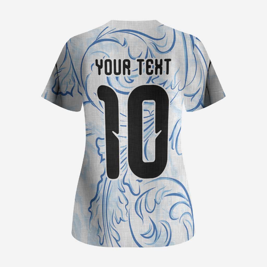 Custom Argentina Football Scrub Top Artistic Pattern-Paintings Inspired White Color - Wonder Print Shop