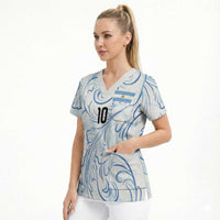 Custom Argentina Football Scrub Top Artistic Pattern-Paintings Inspired White Color - Wonder Print Shop