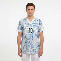 Custom Argentina Football Scrub Top Artistic Pattern-Paintings Inspired White Color - Wonder Print Shop