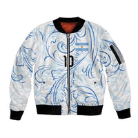 Custom Argentina Football Sleeve Zip Bomber Jacket Artistic Pattern-Paintings Inspired White Color - Wonder Print Shop