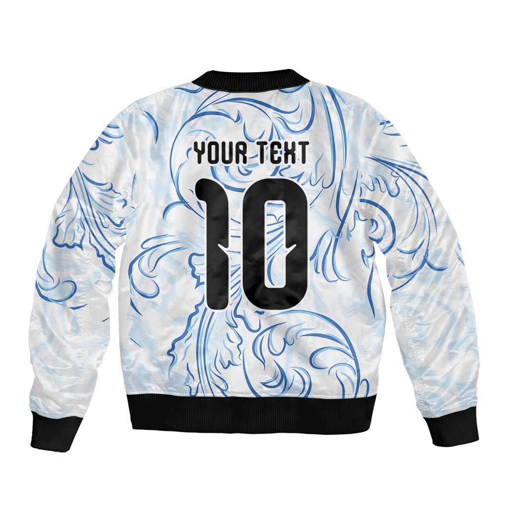 Custom Argentina Football Sleeve Zip Bomber Jacket Artistic Pattern-Paintings Inspired White Color - Wonder Print Shop