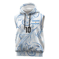 Custom Argentina Football Sleeveless Hoodie Artistic Pattern-Paintings Inspired White Color - Wonder Print Shop