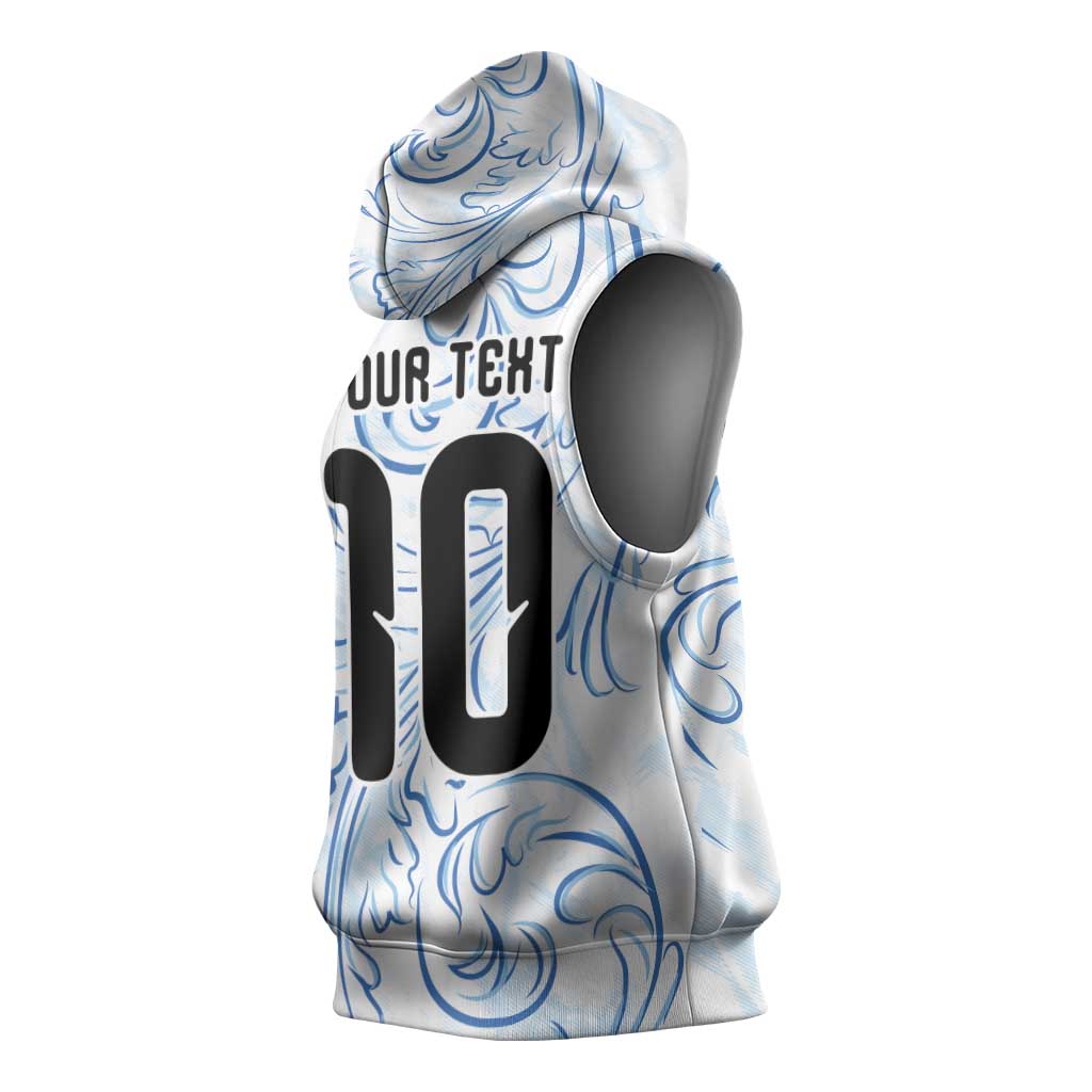 Custom Argentina Football Sleeveless Hoodie Artistic Pattern-Paintings Inspired White Color - Wonder Print Shop