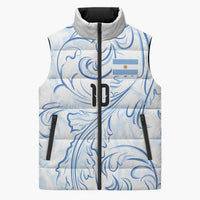 Custom Argentina Football Sleeveless Puffer Jacket Artistic Pattern-Paintings Inspired White Color - Wonder Print Shop
