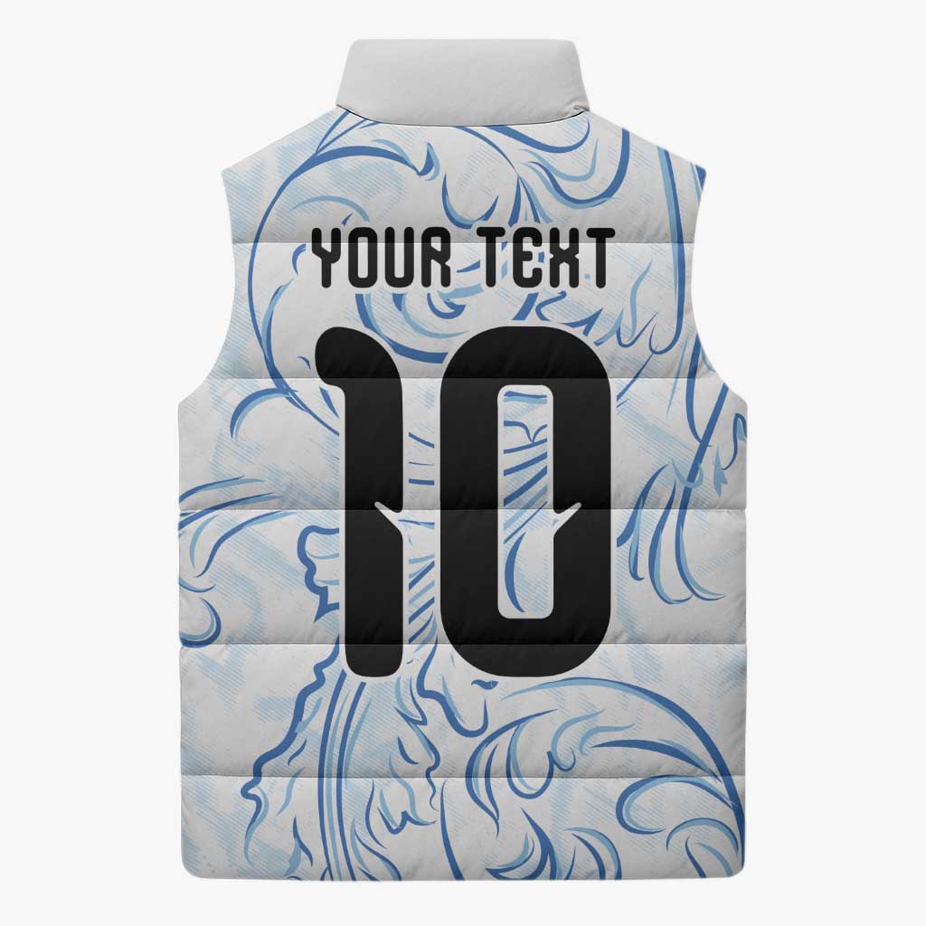 Custom Argentina Football Sleeveless Puffer Jacket Artistic Pattern-Paintings Inspired White Color - Wonder Print Shop