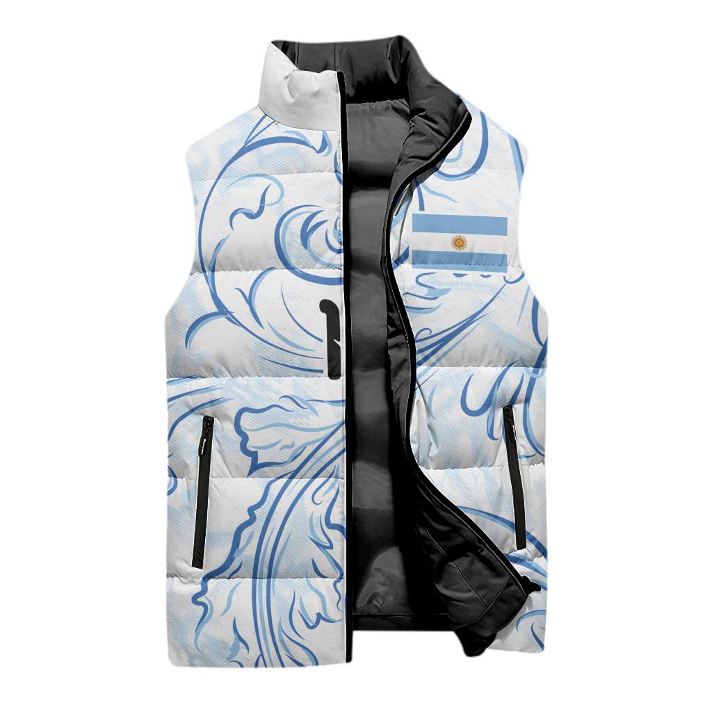 Custom Argentina Football Sleeveless Puffer Jacket Artistic Pattern-Paintings Inspired White Color - Wonder Print Shop